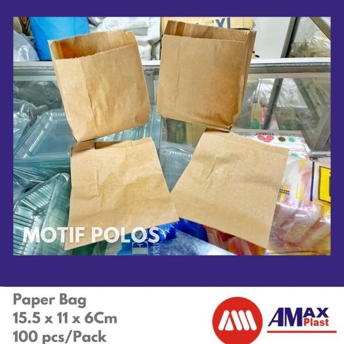 Paper Bag Kantong Kertas Donat Kentang Goreng Coklat Polos