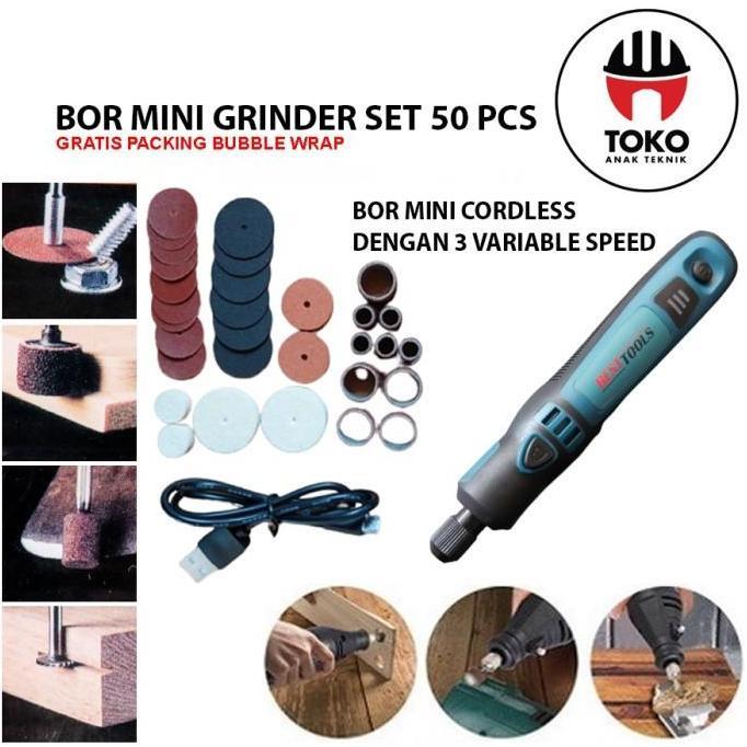Cordless Mini Grinder Tuner Fullset / Mini Grinder Ukir Multifungsi