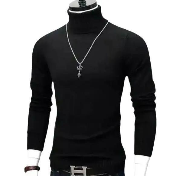 Turtleneck premium pria lengan panjang korean style Kaos leher tinggi rajut  Sweater Knitwear tebal 