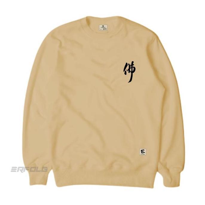 Crewneck Cream Pria Wanita Original Erfolg Clothing Sweater Kream Black Oblong Motif Sablon Sweter O