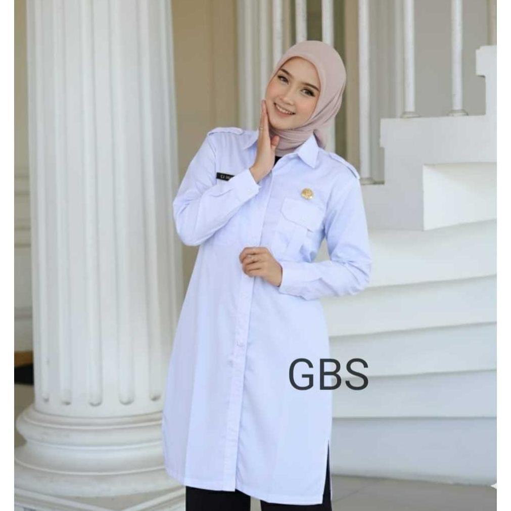 NEW ARRIVAL TUNIK PDH WANITA PUTIH POLOS BAHAN AMERIKAN DRILL TEBAL ADEM DAN HALUS/ SERAGAM PUTIH AS