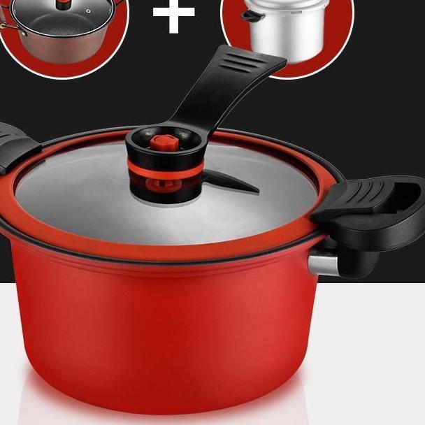 Qme- Panci Presto Teflon Pressure Cooker Pot 3.5 Liter Melunakan Daging Lembut Anti Lengket Panci Pr