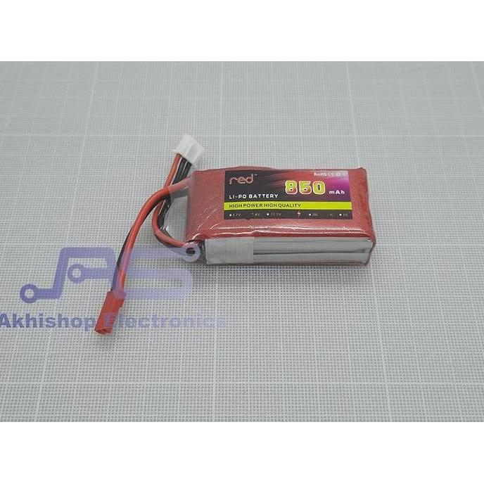 Red Lipo Battrey 850mAh 2S 25C JST
