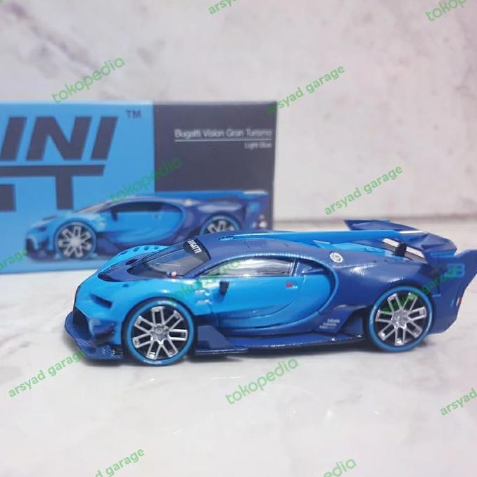 diecast Mini gt Bugatti vision grab turismo light blue no 266 mulus