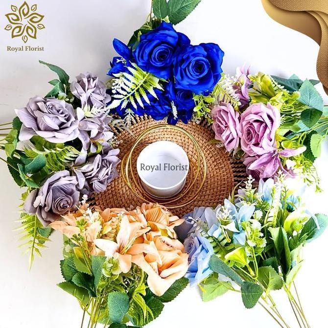 Okravisma81 - Bunga Mawar Hitam Jumbo X7/Buket Mawar Palsu/Bunga Hias Dekorasi (KN-429)