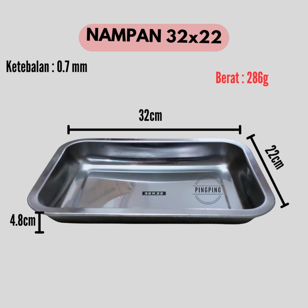 Ready Nampan Kotak Stainless Ukuran 27x20x4.8 36x27x4.8 40x30x4.8 60x40x4.8