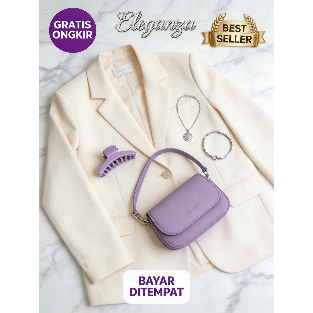 [Eleganza] Tas Selempang Wanita Premium Kulit Sintetis Awet & Tahan Lama Lilac