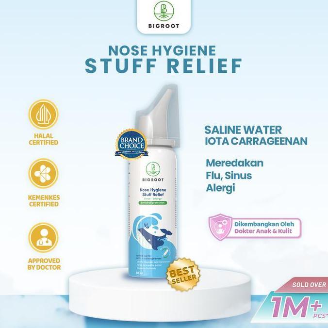 Lansungkirim- Bigroot Nose Hygiene Stuff Relief 50Ml Pencuci Hidung Dewasa & Anak 3+ Tahun - Saline 