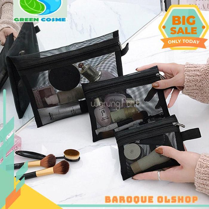 POUCH JARING POUCH KOSMETIK TAS JARING MAKE UP TEMPAT ALAT TULIS KUAS SKINCARE /  TAS KOSMETIK TRAVE