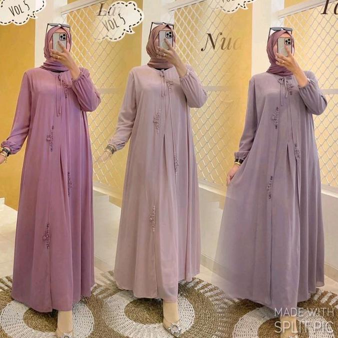 Wxwxw- Dress Arnita Vol 5 Dress Hitam Putih Dusty Nude Sage Maron Brown Lavender Lilac Taro Gamis Mu