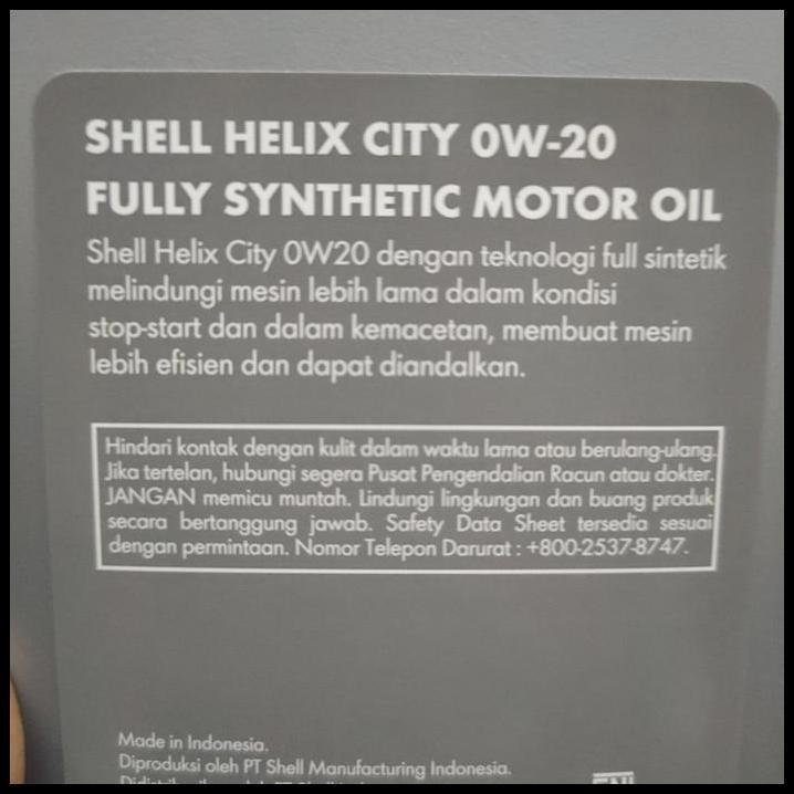 TERLARIS OLI MESIN 0W-20 SHELL HELIX CITY FULL SYNTHETIC ORIGINAL 