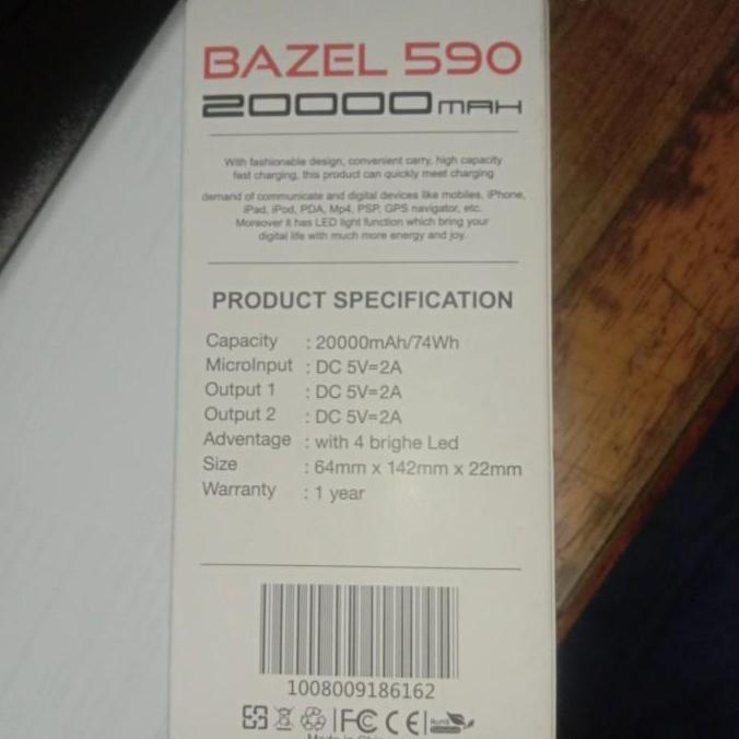 Bazel 590 Series Powerbank 20000 Mah Garansi