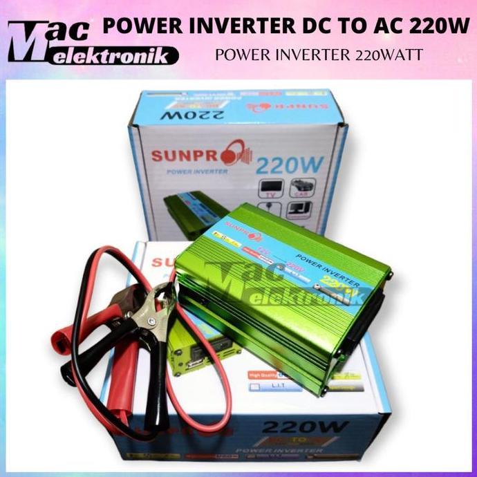 Power Inverter Sunpro 220W DC 12V TO AC 220V / Power Inverter DC ke AC 12V / Inverter 12 Volt