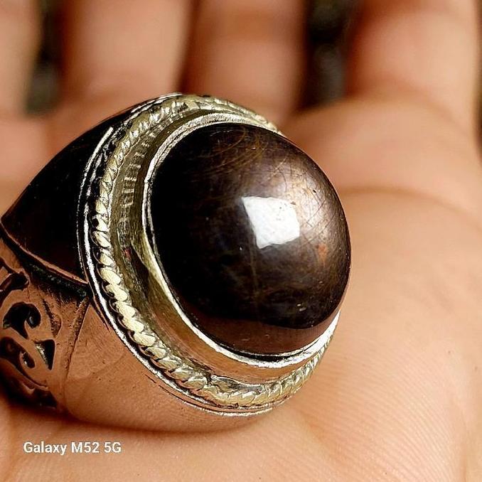 cincin permata Ruby star gondola Natural /black safir Ring alpaka super elegan anti karat Batu