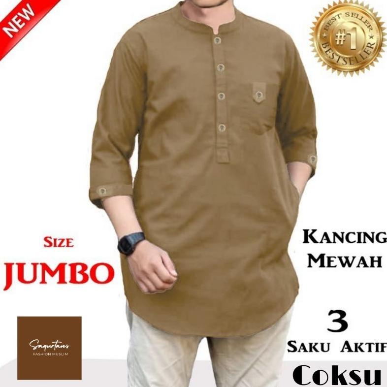 NOVELLEA BAJU KOKO QURTA MUSLIM TRIKHAN JUMBO PRIA KANCING MEWAH TERMURAH