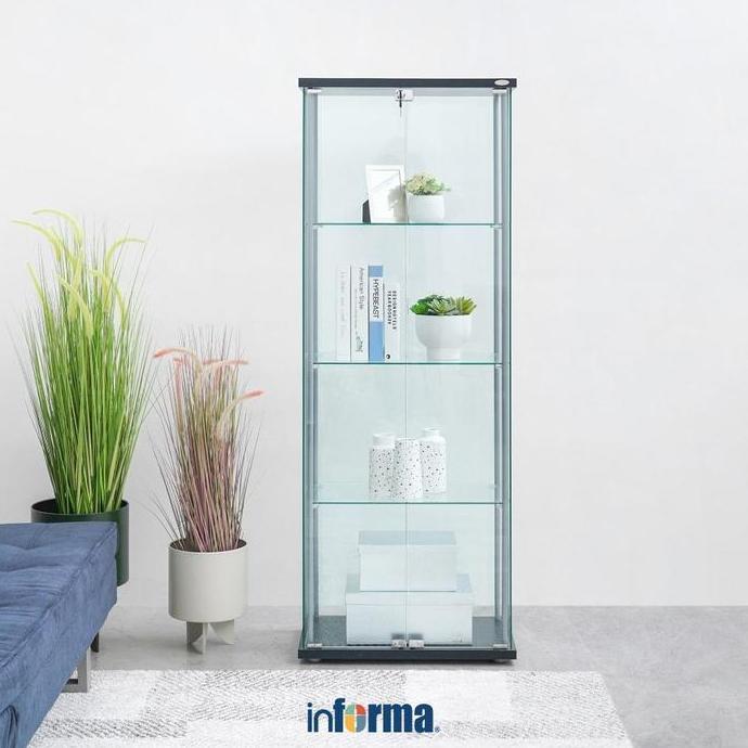 Terlaris Informa Newvy Curio Lemari Pajang 2 Pintu Dengan Rak 4 Tingkat - Hitam Kotak Barang Tempat 