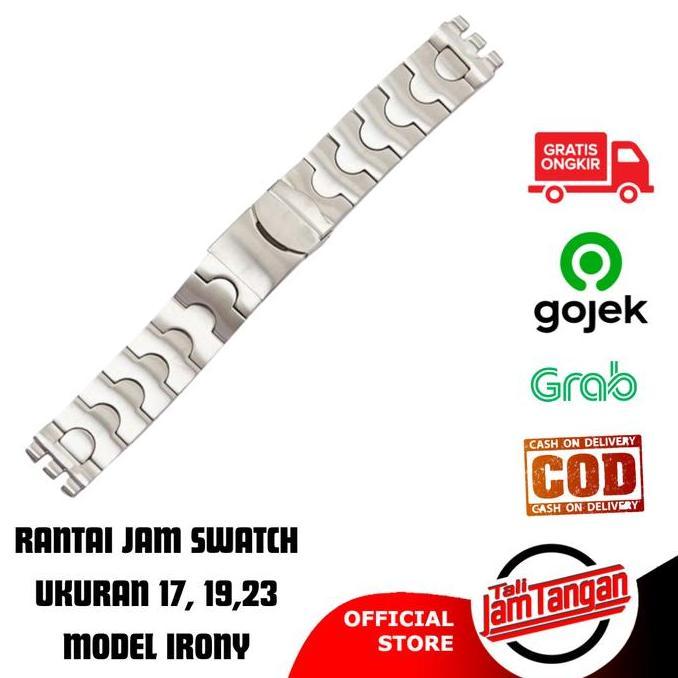 Tali Jam Tangan Rantai Untuk Swatch Irony Bracelet Solid Stainless Ukuran 17mm 19mm 23mm terlaris