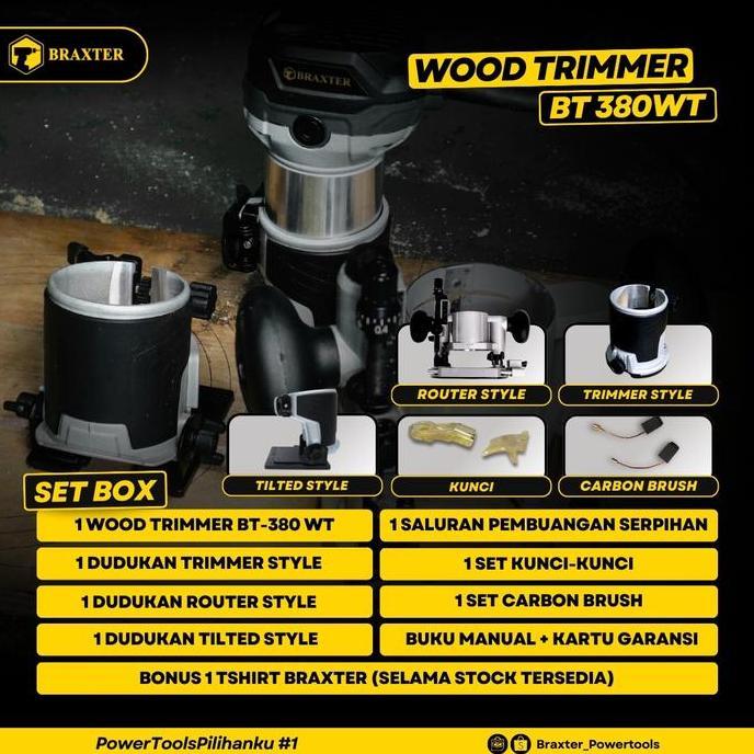 Soon- Bt 380 Wt Wood Trimmer Braxter / Router Bisa Ganti 3 Dudukan