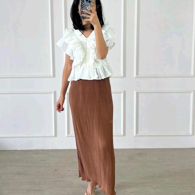 Rok span wavy premium/rok span plisket Polos Slim-fitting Nyaman Panjang Formal Motif BS