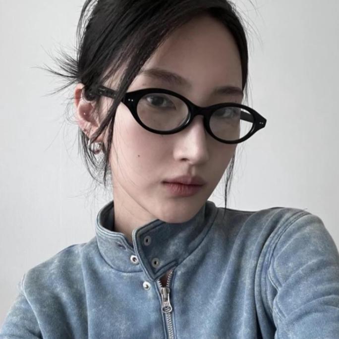 Kvinna- JojooLeopard Print Cat Eye Frame Optical Glasses Anti Blue Light Glasses Trendy Versatile Gl