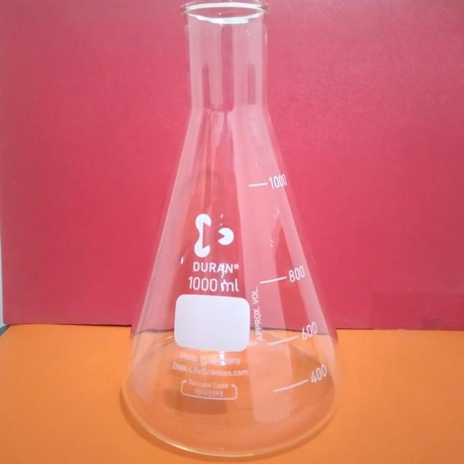 HARGA SAHABAT - Erlenmeyer 1000 ml. Erlenmeyer 1 L. NN / Mulut Kecil. Duran