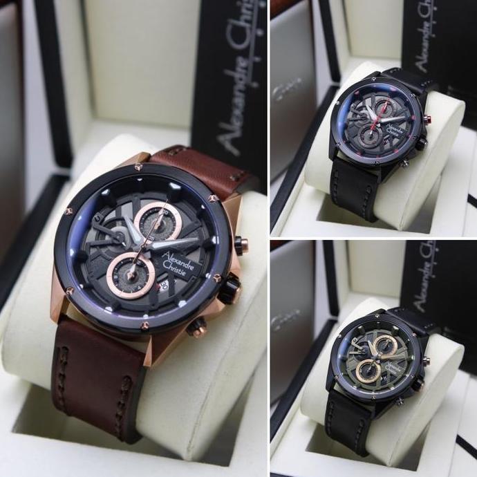 Terlaris [ Original ] Jam Tangan Pria Alexandre Christie 6620 Ac 6620 Mc Kulit