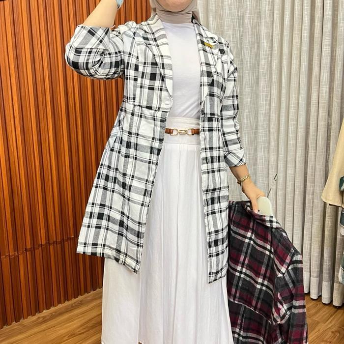 Bisa Cod - Gita Blazer Wanita By Astan Blajer Flanel Motif Kotak Outer