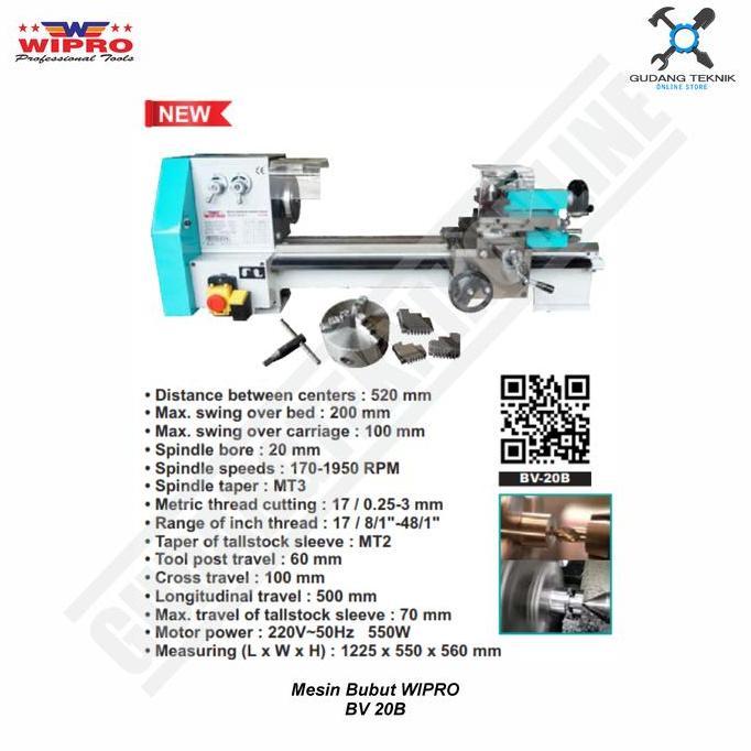 GUNMED Mesin Bubut Besi WIPRO BV 20B / Variabel Speed Bubut duduk WIPRO BV20B