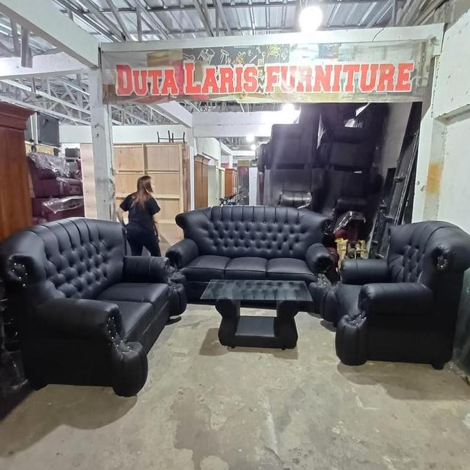 Kursi Tamu / Sofa Ruang Tamu Jaguar Hitam 1 Set