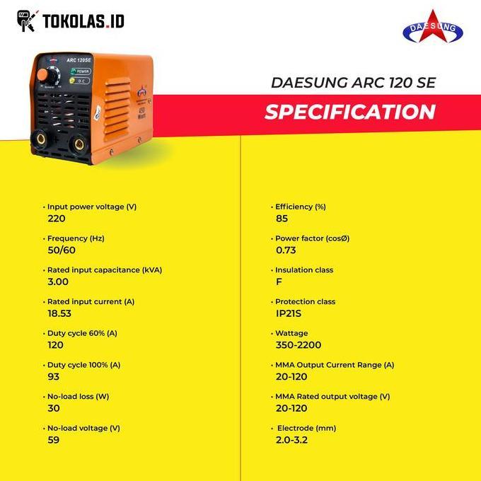 Saldatura- Mesin Travo Trafo Las Mma Stick Inverter Welding Daesung Arc 120 Se Ampre 450 Watt Korea 
