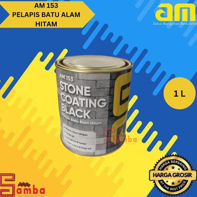 Attrezzo- Am 153 Black Glossy Stone Coating  Cat Pelapis Batu Alam Warna Hitam Mengkilap 1 Liter
