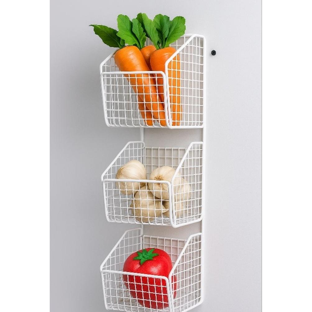 TERBARU Rak Keranjang 3 Susun Besi / Rak bumbu/Rak Keranjang Susun  Free Perekat