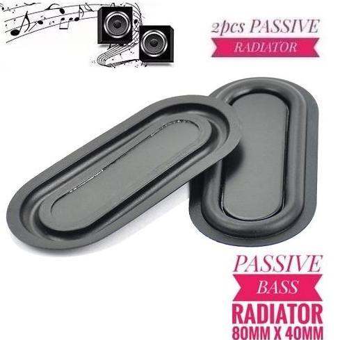 2 PCS BASS SPEAKER PASSIVE 80X40MM RADIATOR BASS METAL RUBER VIBRATION 8X4CM RUBBER PENAMBAH PENGUAT