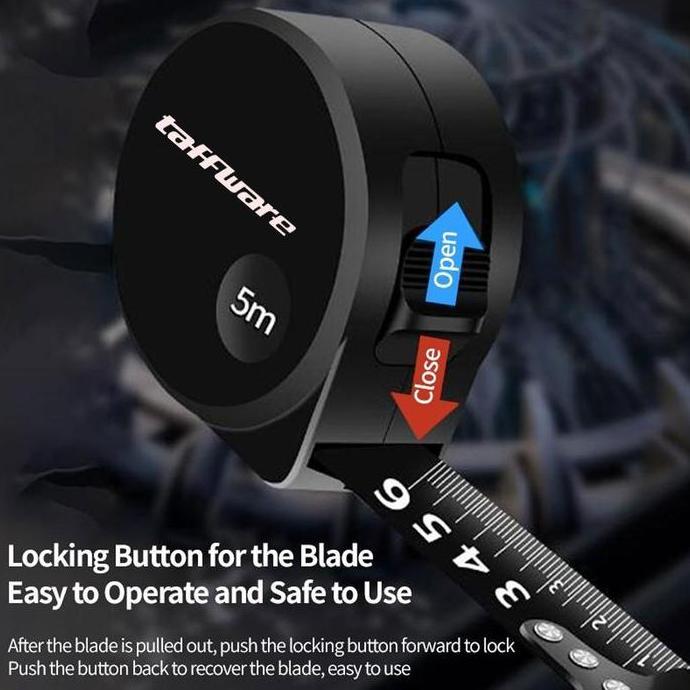 Hiyahiya- Taffware Meteran Roll 3 5 10 Meter Carbon Steel High Precision Locking System Measuring Ta