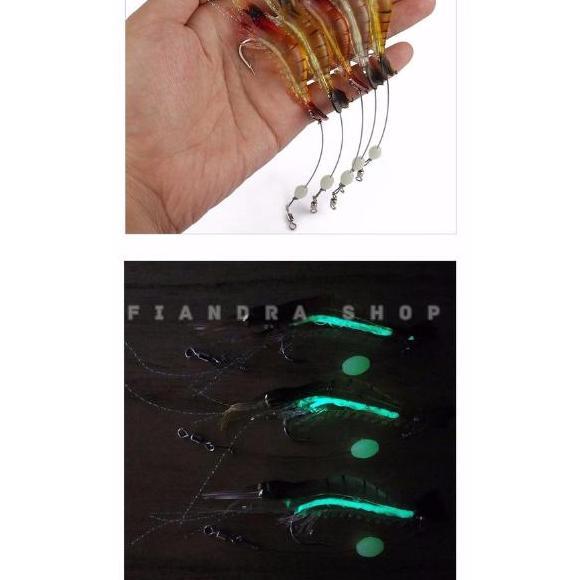 Tsurizao- Umpan Udang Luminous Shrimp Lure Soft Umpan Udang Menyala Dalam Gelap
