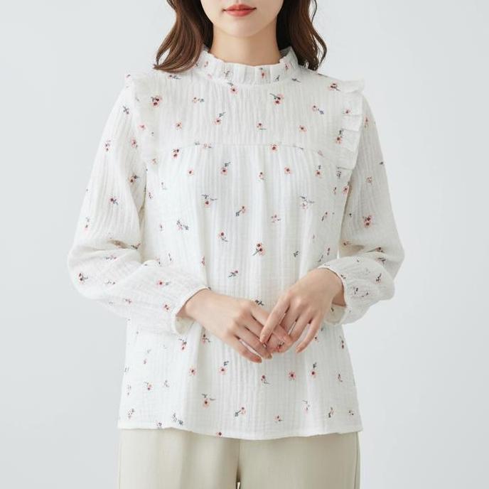 Blouse ruffle bunga / Kemeja Bunga Korea korean style / Atasan b03 Wanita TM