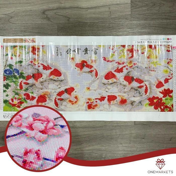 DIY Diamond Painting Full. Ikan koi taman bunga 15060 cm D619B