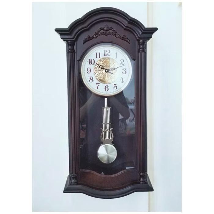 jam dinding antik kuno bandul goyang bunyi perjam Motif Kayu Klasik