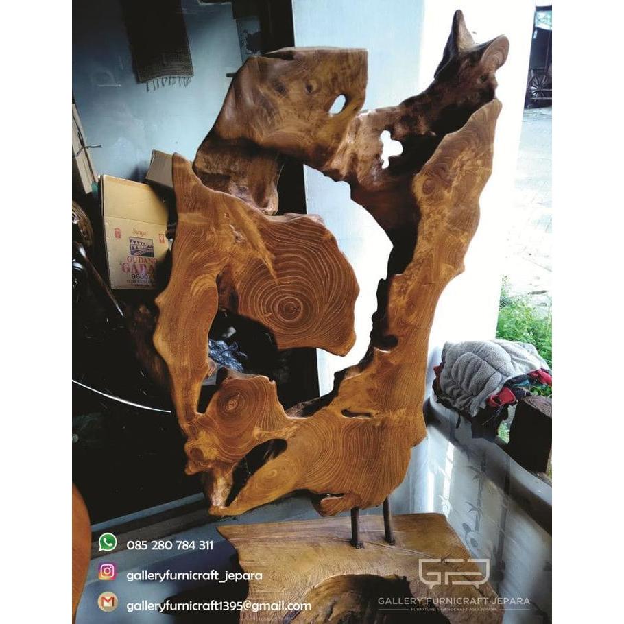 Patung Abstrak Kayu Jati