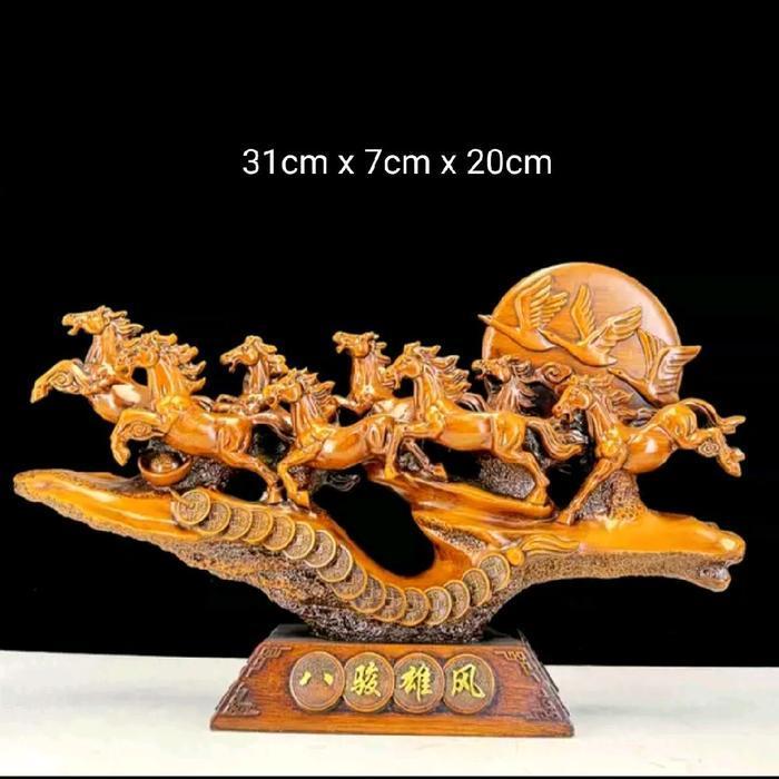 Pajangan Fengshui Patung 8 kuda "Ba Jun Xiong Feng"