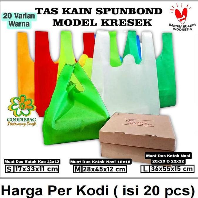 Pacnpac- Kodian Isi 20 Tas Kain Spunbond Ukuran 17X33X11 Cm , 28X45X12 Cm , 36X55X15 Cm Besar Sedang