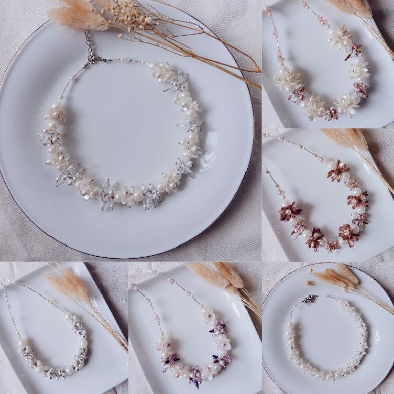 Disc Ym Ready Stock Premium Crystal Beads Necklace - Kalung Hijab Daily Fashion Handmade By Ymprojec