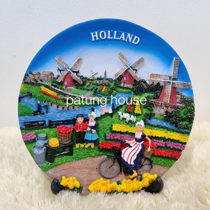 Piring Pajangan Holland Belanda Netherland Sepeda