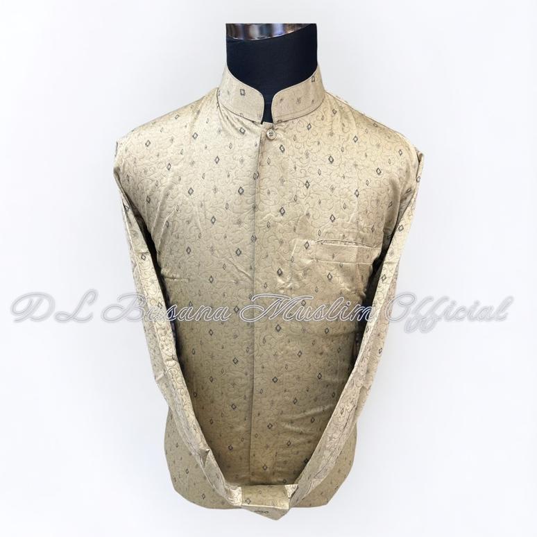 CELVIQUE NEW KEMEJA KOKO PRIA WARNA KHAKI GOLD, BAJU MUSLIM DL, BAJU MUSLIM PRIA DL, BAJU KOKO PRIA 