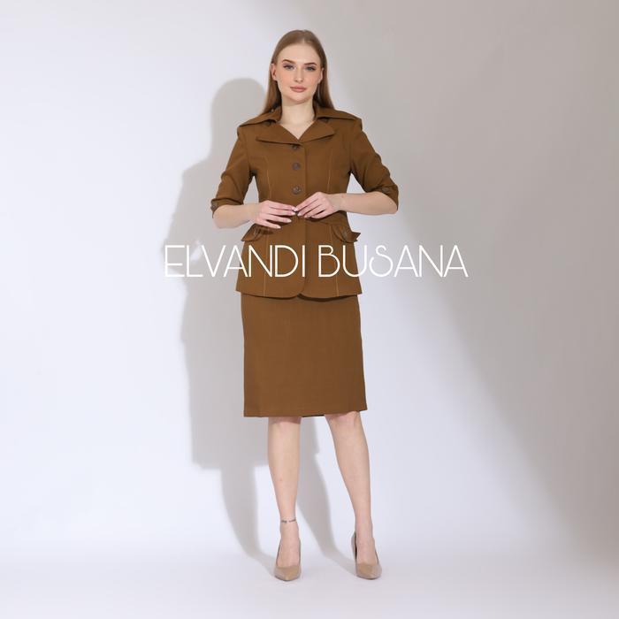 Bisa Cod - Setelan Jas Wanita Blazer Model Ikat Pinggang Khaki Tua Seragam Guru Baju Pns & Pemda - 6