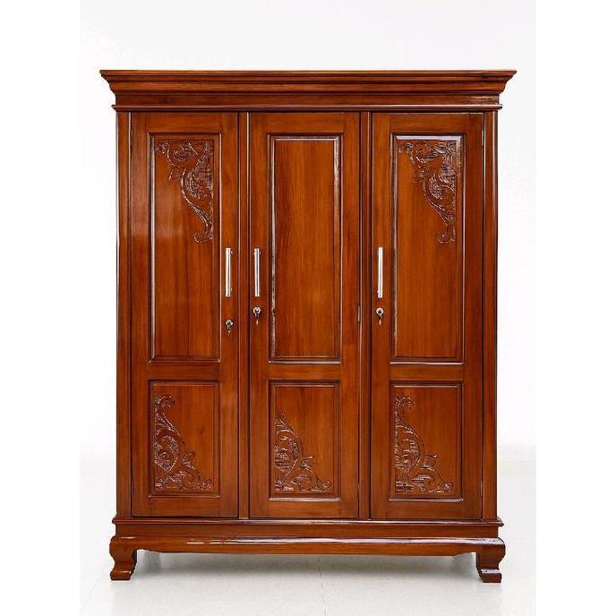 lemari jati / lemari kayu jati 3 pintu jumbo