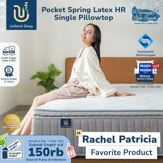 Kasur Pocket Spring Bed Latex HR Single Pillowtop 30cm Uniland Sleep