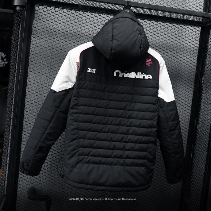READY Oneonenine Ksr Jaket Puffer Nomad X3 Black White Series - Jaket Gelembung Motor Sport