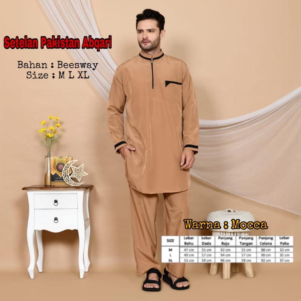 Setelan Pakistan Abqari  - Baju Koko Muslim Setelan Pakistan Dewasa - Koko Pakistan Dewasa Terlaris
