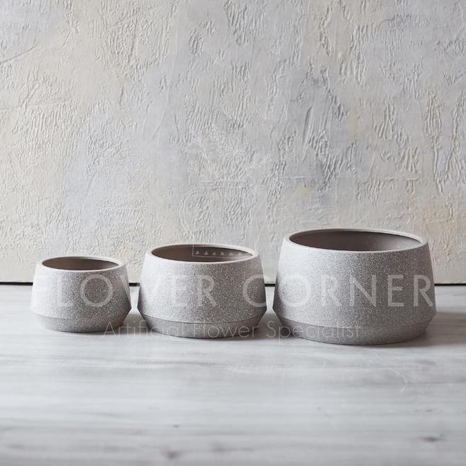 Vas Plastik Melamin Bowl with Cement-Like Texture Besar, Sedang, Kecil (V23014) TI